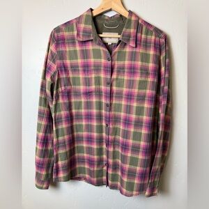 Royal Robbins Women’s Lieback Plaid Flannel Long Sleeve Button-Up Shirt Large